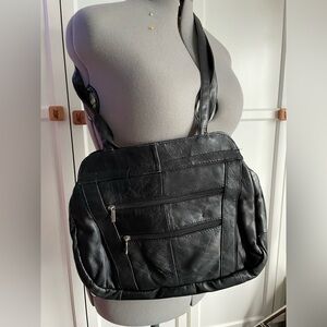 Black leather vintage shoulder bag